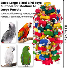 Extra Large Bird Toys for Macaws Cockatoos Amazons Chew Natural Wood Parrot Cage