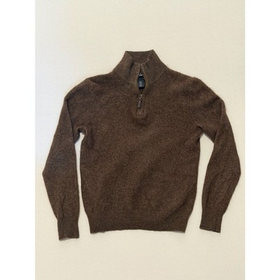 Daniel Hechter 100% Cashmere Brown Quarter-Zip | Size Medium