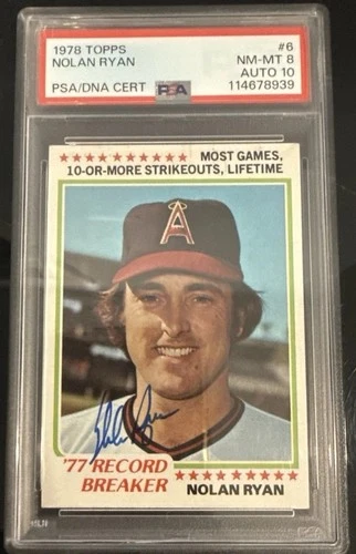 NOLAN RYAN 1978 TOPPS #6 PSA 8 AUTO 10 Hard Signed Autograph Anaheim Angels 👀🔥