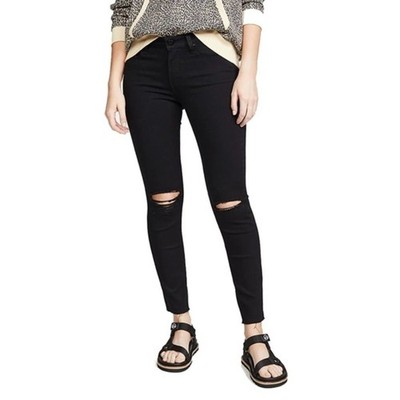 PAIGE Verdugo Crop Skinny Jeans Black Distressed Size 27