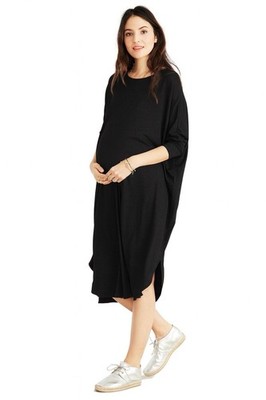 Hatch Maternity Womens THE JERSEY DRAPE DRESS Rayon Black Size P (Petite)  NEW | eBay
