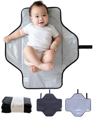 Lily Miles Baby Changing Pad Portable, Diaper Mat Large, Black Twill 
