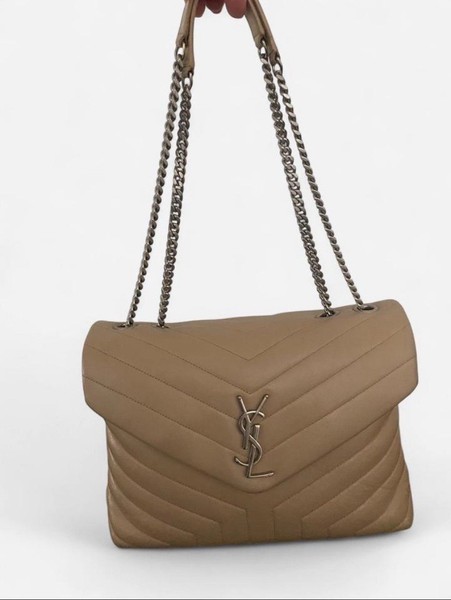 Saint Laurent Loulou Medium Beige Quilted Leather YSL Chain Bag like new