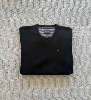 Pull Eden Park Homme L Noir Col V Logo Brodé Coton Casual Chic Élégant - Photo 1/4