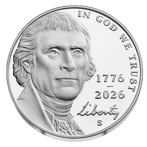 (Pre-Sale)1776-2026 S Jefferson Proof Nickel 5 Cent in Capsule