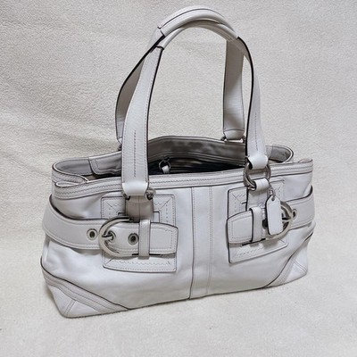 COACH Soho Leather Tote Bag White 2116 Y2K 13a