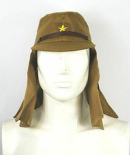 WWII WW2 JAPANESE ARMY SOLDIER FIELD WOOL CAP HAT WITH HAVELOCK NECK FLAP L