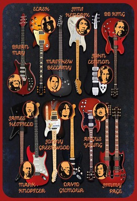 Top-Schilder, versch. Größen,  legendäre Gitarren, Hendrix, Lennon, , neu & ovp