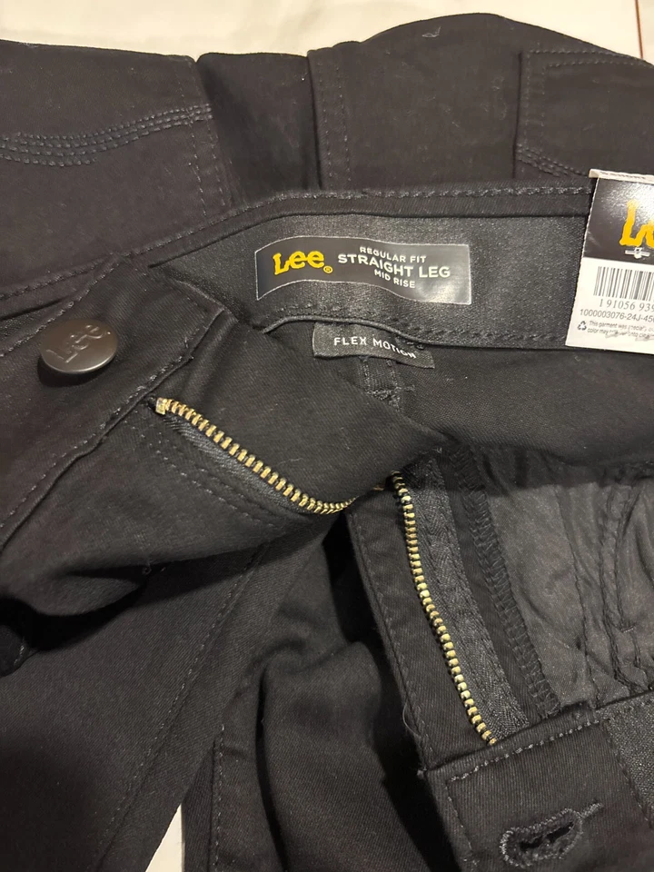 Lee Womens Black Straight Leg Pants Regular Fit Mid Rise Stretch Size 8 NWT - Image 3 of 4