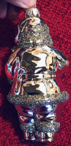 POTTERY BARN Mercury Glass Santa with German Glitter ORNAMENT NIB - Picture 3 of 4