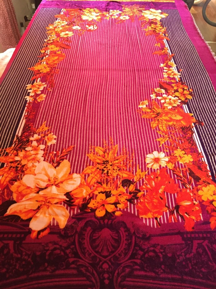 Pure Silk Velvet Table Holiday Tablecloth Cover Runner Hand-rolled THANKSGIVING - Image 2 of 4