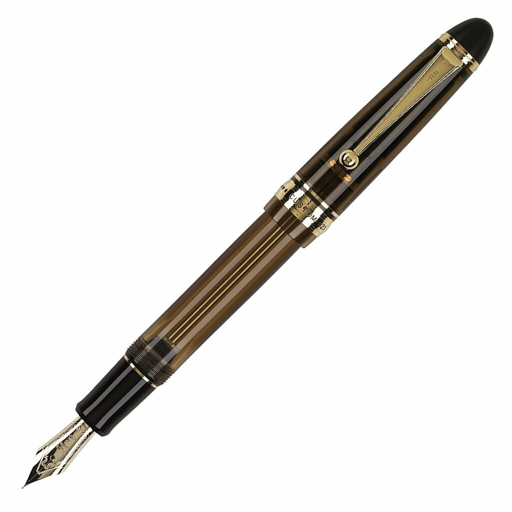 Pilot Custom 823 Fountain Pen in Amber with Gold Trim - 14K Gold