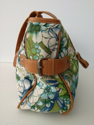 Vintage Caribbean Joe Purse Bag Beachy Tropical Floral Blue Green Y2K Tan E1 - 第 3/8 張圖片