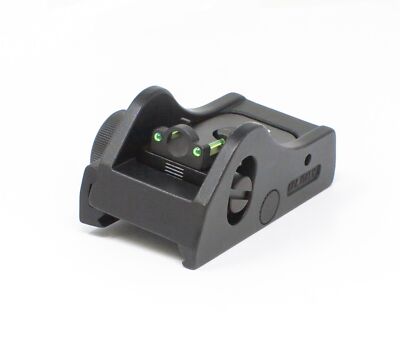 Adjustable Rear Shotgun Sight for Picatinny Rail - Green Fiber Optic Ghost Ring