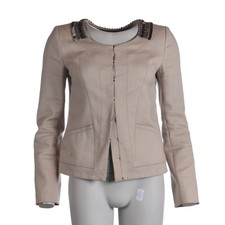 Matthew Williamson Jacket Beige Linen Blend Beaded Size Uk 8 Cg 364a