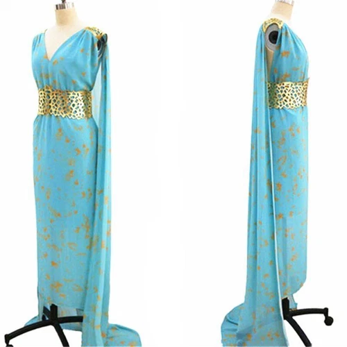 Game of Thrones Daenerys Targaryen Costume Dress Qarth Gown GOT Khaleesi Cosplay - Picture 5 of 6