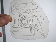 vtg 1960s 1970s Tattoo Flash acetate stencil 1 Wheel Wings HAR3