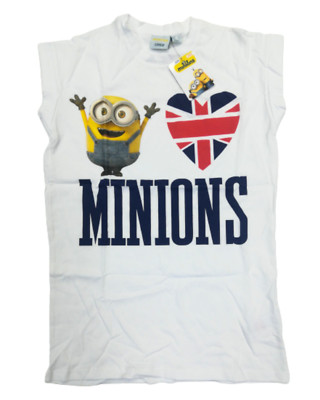 Primark Minion kurzärmeliges bequem weißes Damen-T-Shirt/Top - Größe 8