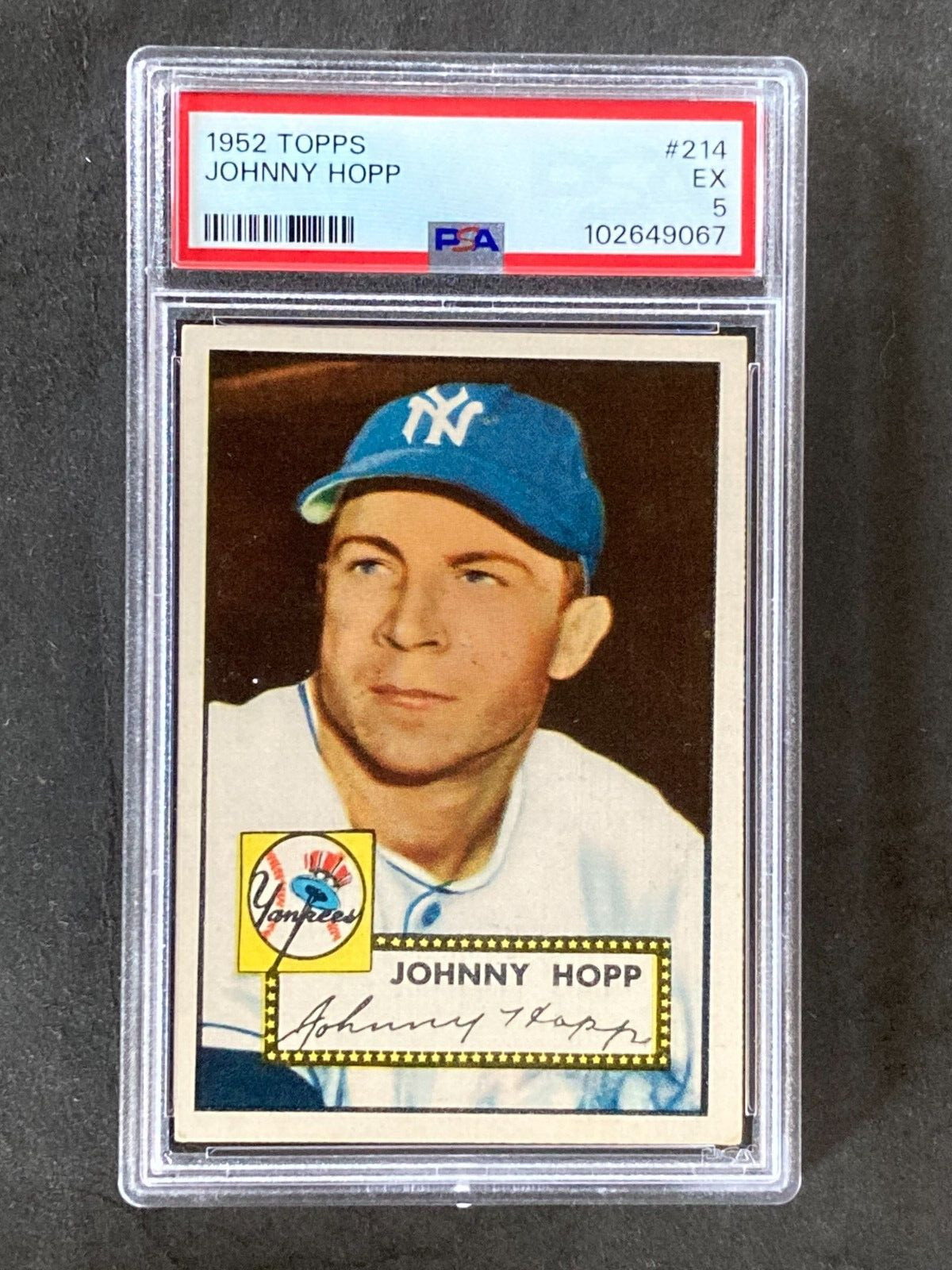 1952 Topps #214 Johnny Hopp Set Break PSA 5