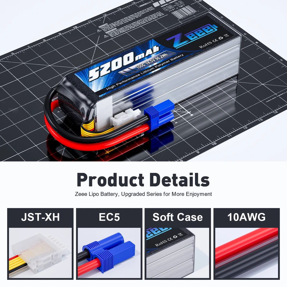 Zeee 5S 18.5V Lipo Akku 100C 5200mAh EC5 softcase für RC Auto Flugzeug Airplane - Bild 2 von 4