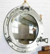 12" Porthole Mirror Silver Finish Nautical Maritime Decor Ship Cabin Window
