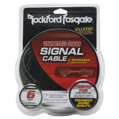 Rockford Fosgate RFI-6 6 ft. 2-Channel Twisted RCA Interconnect Cable RFI6 NEW