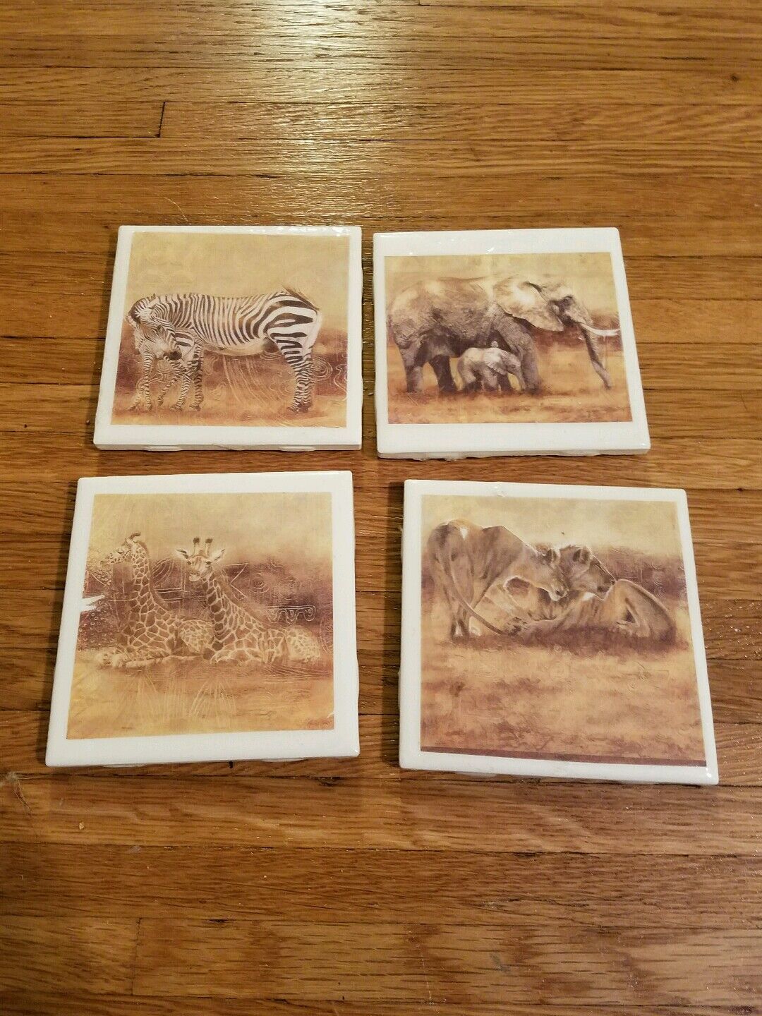 African Quality inspection Max 41% OFF Animal themed 4x4 Ceramic Handmade set of 4 Coasters