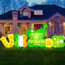8FT Long St Patricks Day Inflatables Outdoor Decorations Built-in LED Lights