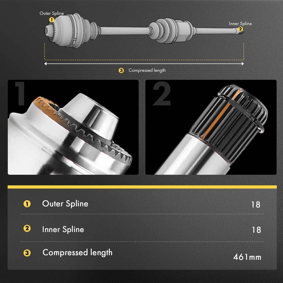 Conjunto de eje trasero A-Premium CV o para Land Pride Treker 4200 2008 Treker 4400 Foto 2 de 4