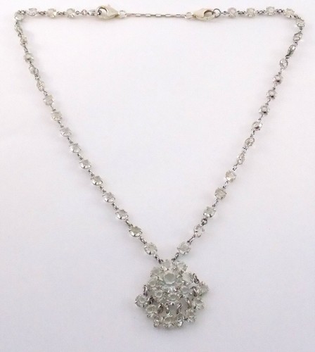 Silvertone White Rhinestone Pendant 