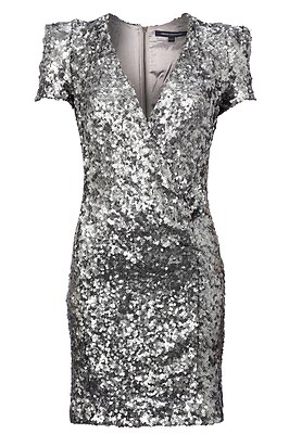 Robe Cocktail French Connection Samantha – Argent à Paillettes – Taille 12 – Occasion Excellente