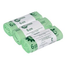 6 Litre x 150 Compostable Bags for Kitchen Caddy-All-Green EN13432 Liners