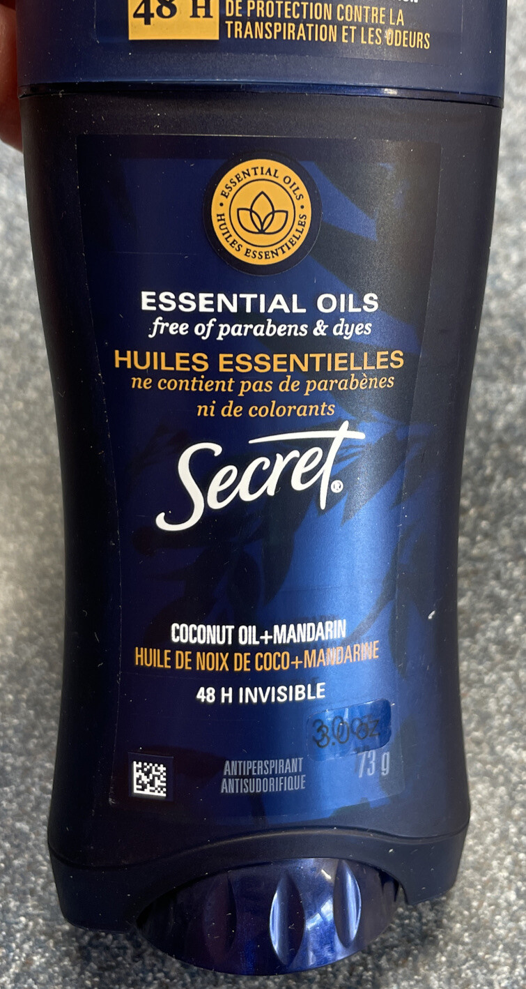 2 Secret Deodorant Essential Oils Coconut Oil Mandarin 48 Hour
