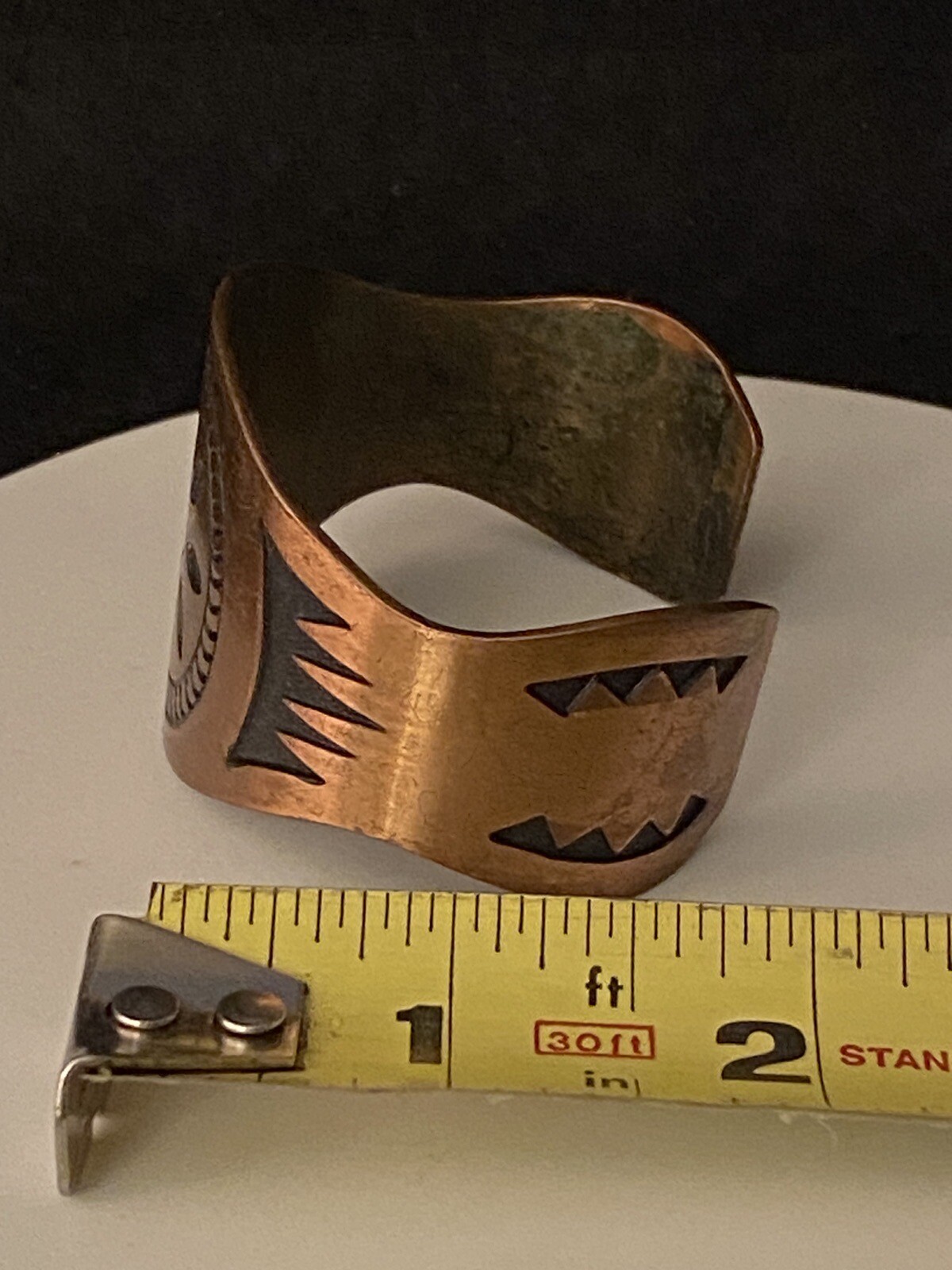 Vintage Solid Copper Native American Thick Cuff B… - image 20