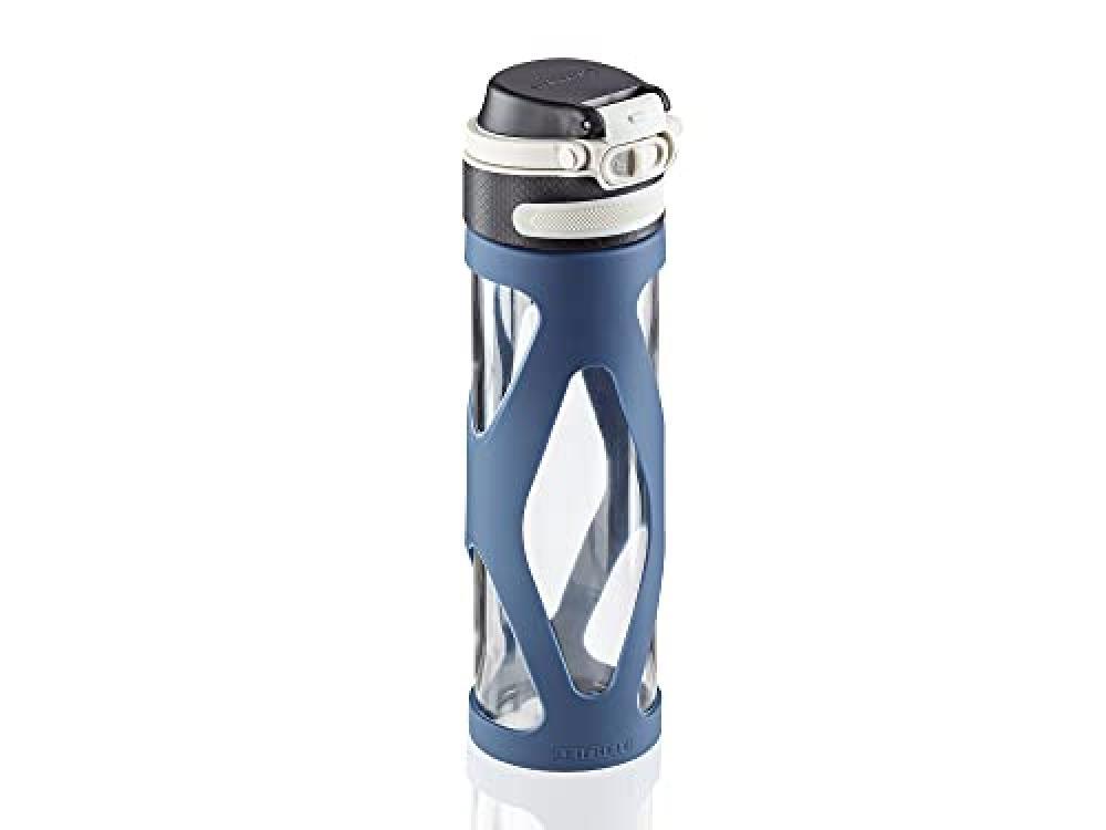 (TG. 600 ml) Leifheit Flip Borraccia vetro 600 ml, Borraccia acqua a chiusura er