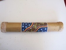 Hand Carved Palm Wood Hand painted Dotted Designs Rain stick Bali