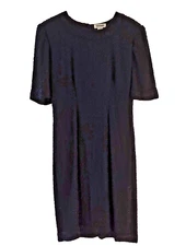 Mark&John/Gopal VTG Black Silk Sheath Beaded Medium Short Sleeve Cocktail Dress