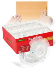 Clear Tape Rolls-12 Pack Transparent Tape Bulk with Dispensers-7/10 X 1000 In...