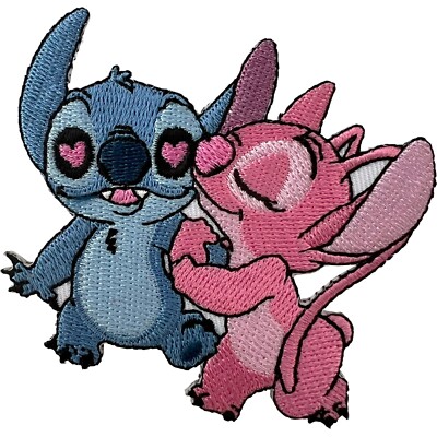 Disney Lilo and Stitch Engel Aufnäher bestickt Abzeichen Eisen Aufnähen Kleidung Tasche Kappe