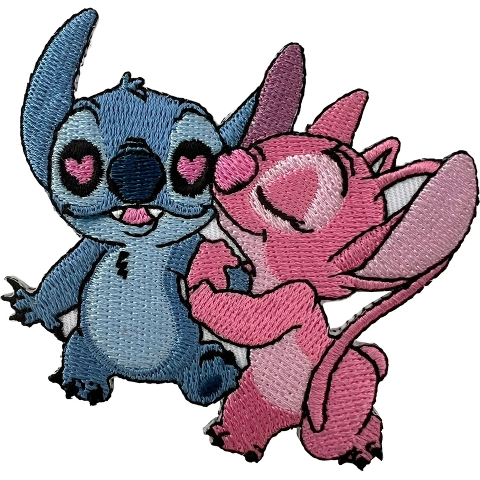 Disney Lilo and Stitch Engel Aufnäher bestickt Abzeichen Eisen Aufnähen Kleidung Tasche Kappe