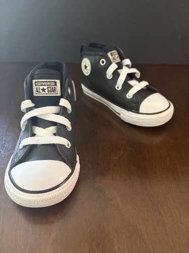 Converse All Star Leather High Top Sneakers Infant Size 8 Black
