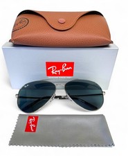 Ray-Ban New Aviator Sunglasses RB3625 003/R5 Polished Silver Blue 62mm with Case