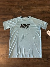 Nike Swim Men's Shirt Swoosh Short Sleeve Dri Fit UPF 40 Blue