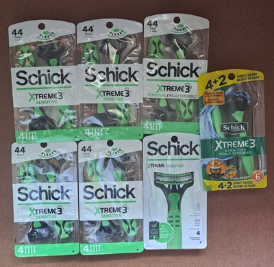 New, Lot of (7) Packs, Schick Xtreme3 Disposable Razors, (30) Razors Total