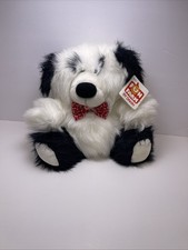 Vintage Dakin Fun Farm Shaggy Black White 1985 Sheepdog Red Bow Tie Plush