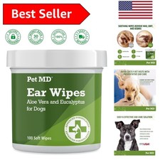 Gentle Dog Ear Cleaner Wipes with Aloe Eucalyptus - 100 Count for Healthy Ears
