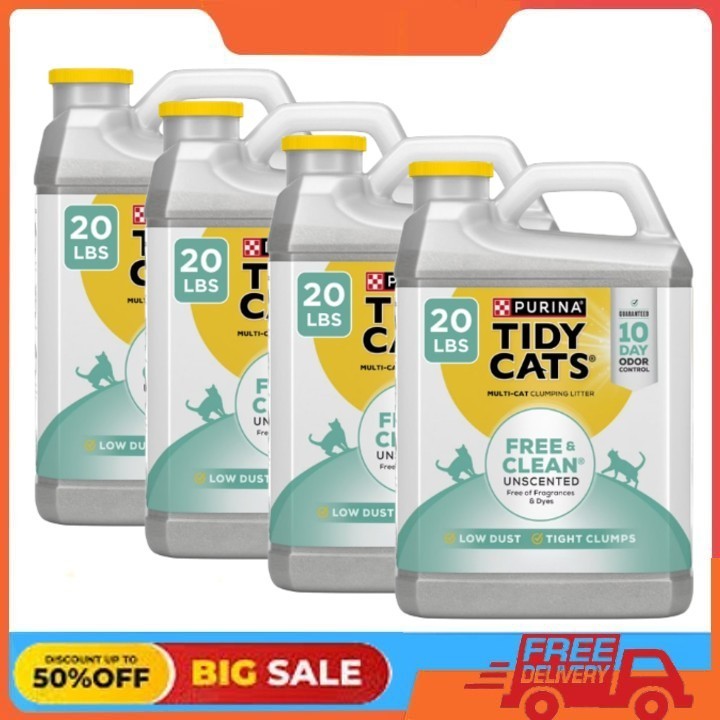 4 Pack Purina Tidy Cats Free and Clean Clumping Cat Litter, 