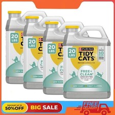 4 Pack Purina Tidy Cats Free and Clean Clumping Cat Litter, Unscented, 20 lb Jug