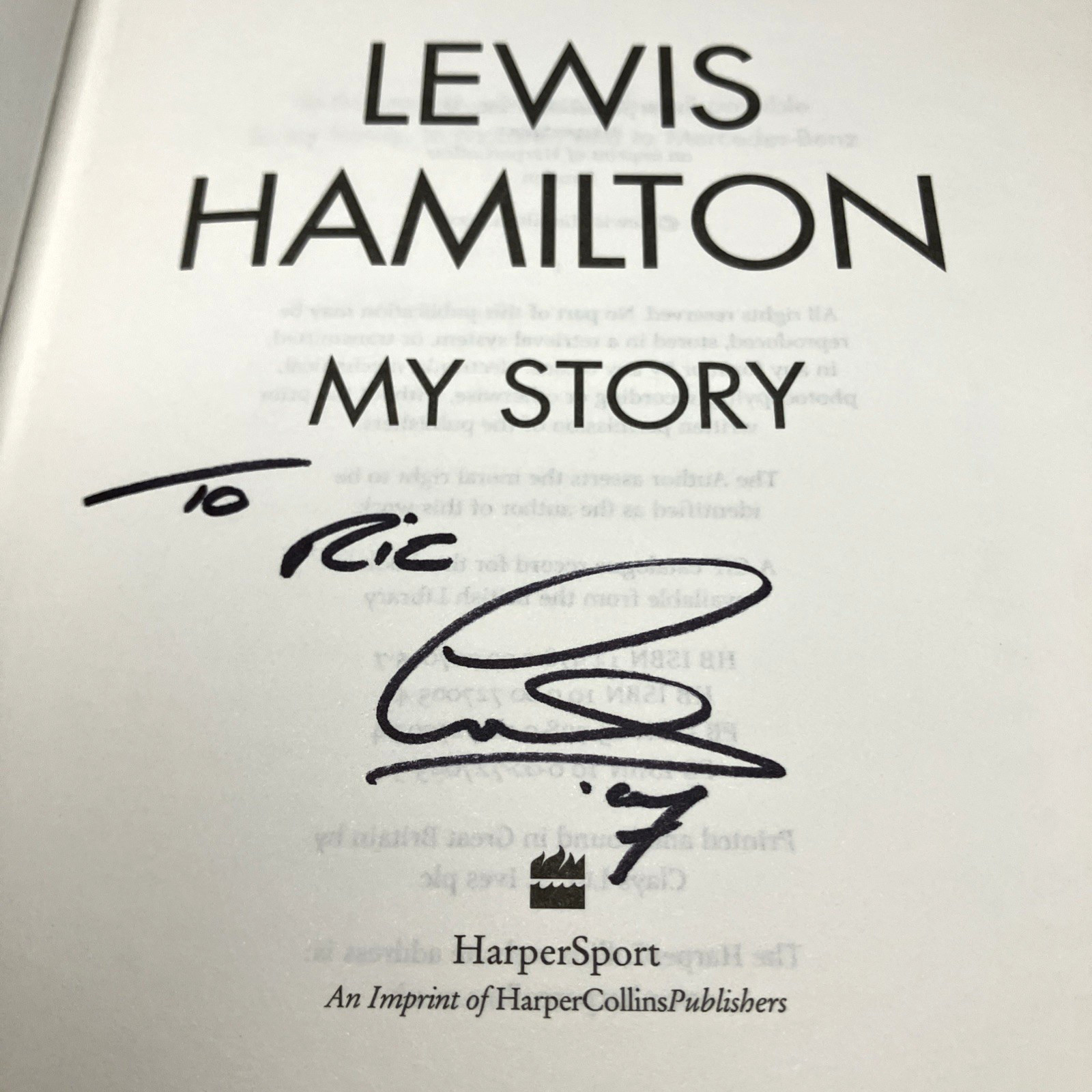 Lewis Hamilton Signed First Edition My Story Hardcover Book