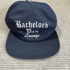 Vintage Strip Club Trucker Hat Bachelors Den Lounge Cap Headwear Black Snap Back